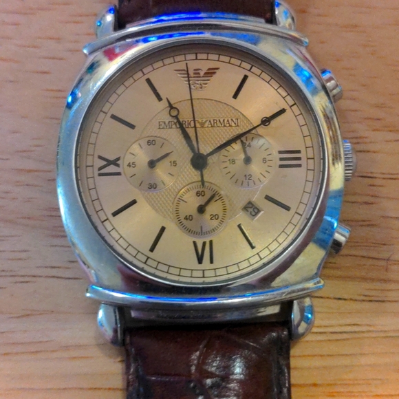 Emporio Armani Watch with leather band - Picture 1 of 3